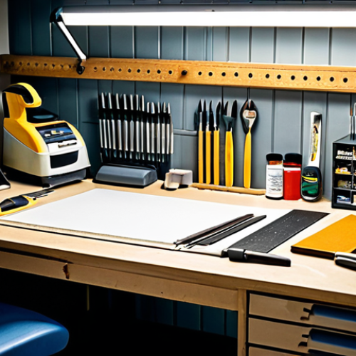 프라모델 조립 팁 - Model Builder's Workspace**

A clean and organized model builder's workspace, well-lit with a desk l...