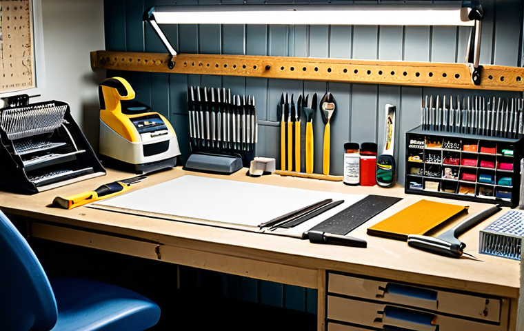 프라모델 조립 팁 - Model Builder's Workspace**

A clean and organized model builder's workspace, well-lit with a desk l...