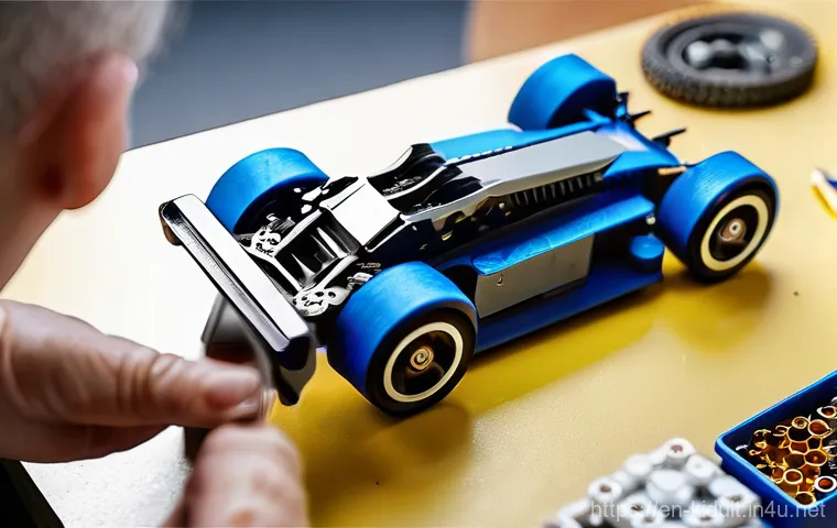 RC카 초보자용 가이드 - A dynamic RC buggy race unfolding on a purpose-built, red clay dirt track. Two sleek, low-slung bugg...