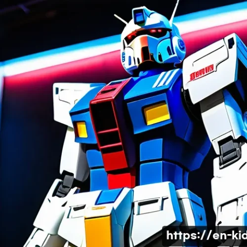 Home 29 건담 월드 투어 정보 - A detailed scene of the iconic RX-78-2 Gundam standing tall in a futuristic museum exhibit, illumina...